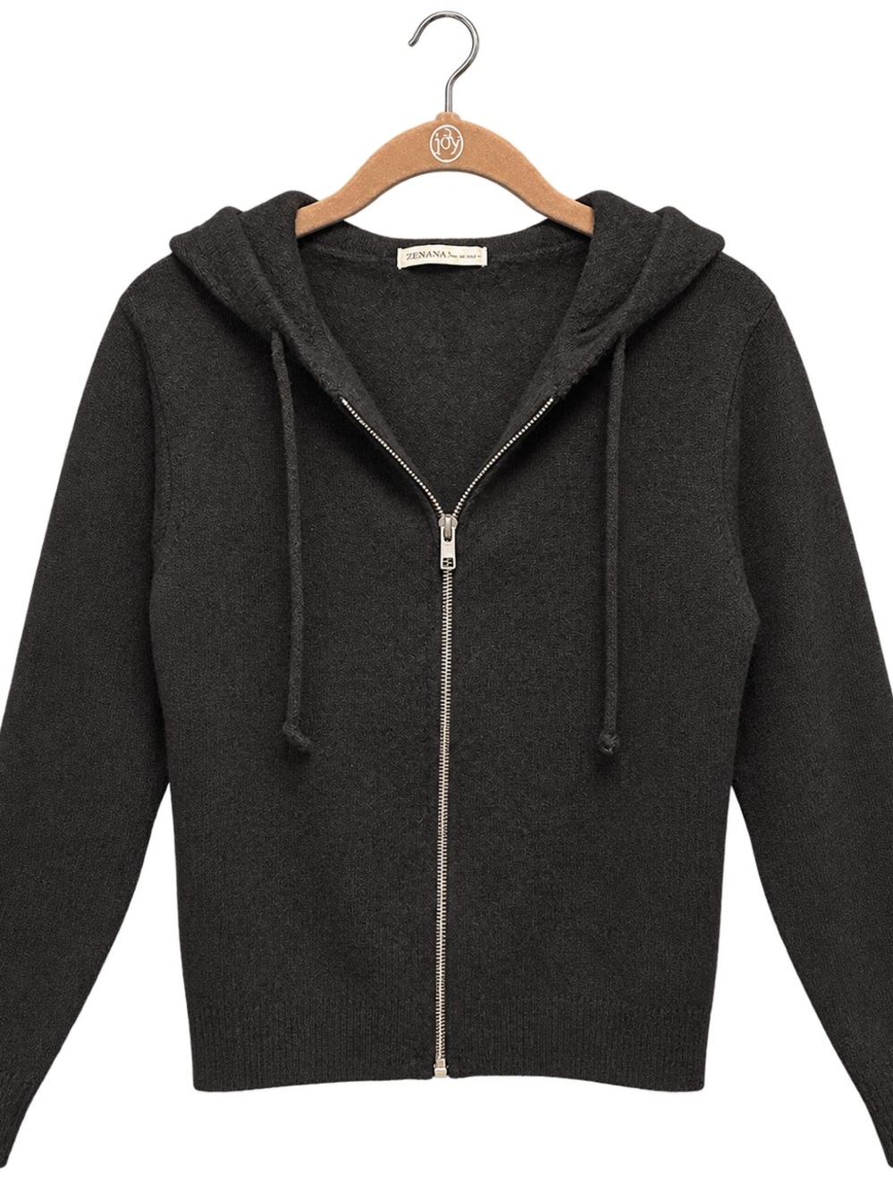 Zenana Outfitters Charcoal Zip-Up Hooded Sweater